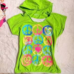 Total Girl Green Peace Sign Graphic Hooded T-Shirt